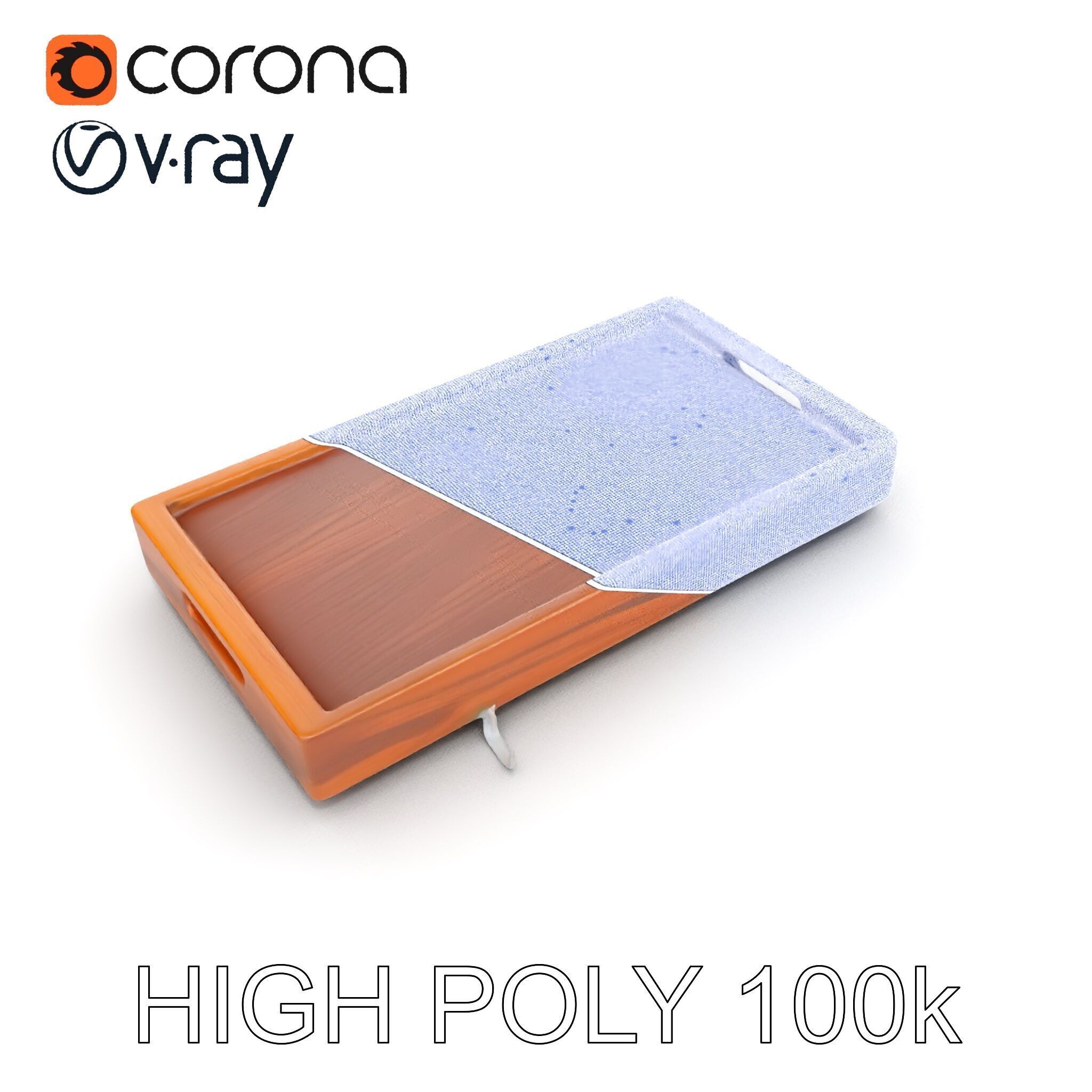 Wooden Serving Tray Model Pack Low-poly 3D model_36