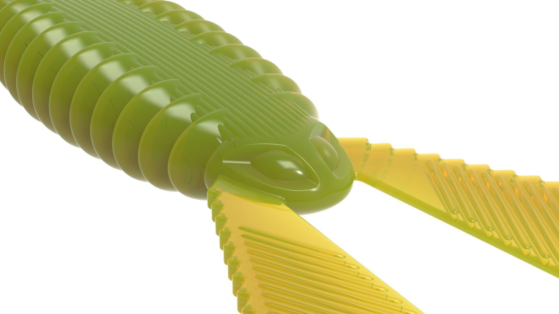 Soft fishing lure - Ribbed Creature 100mm 3D print model_18