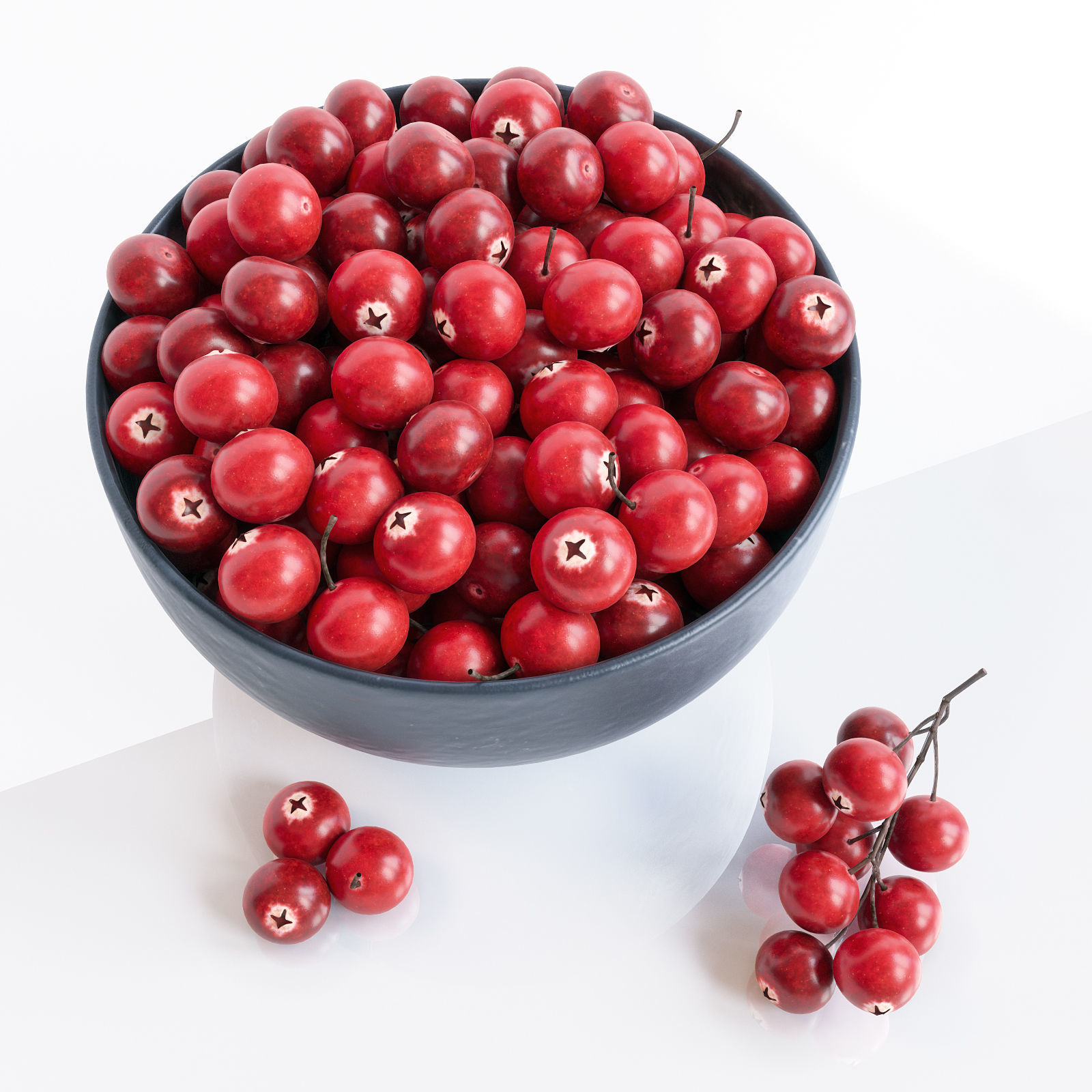 Cranberries in bowl 3D model_1