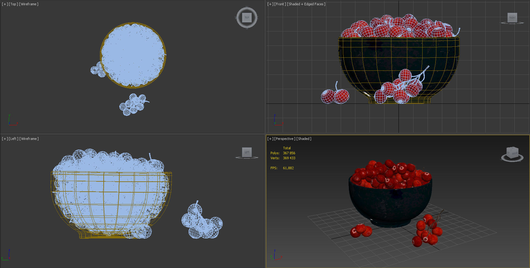 Cranberries in bowl 3D model_9