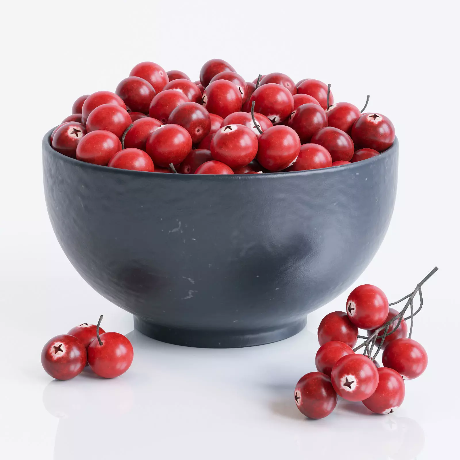 Cranberries in bowl 3D model_0