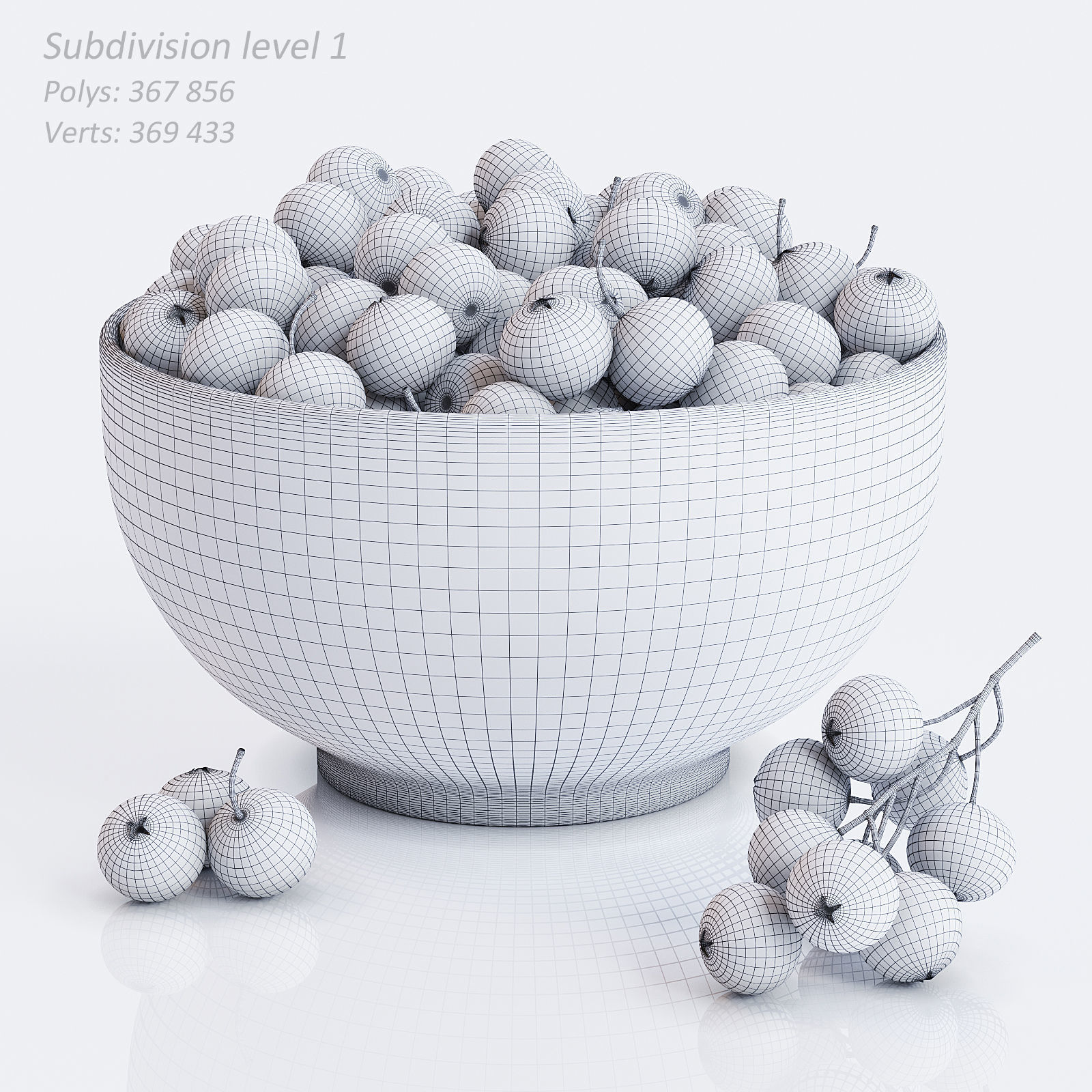 Cranberries in bowl 3D model_5