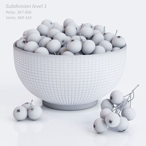 Cranberries in bowl 3D model 6