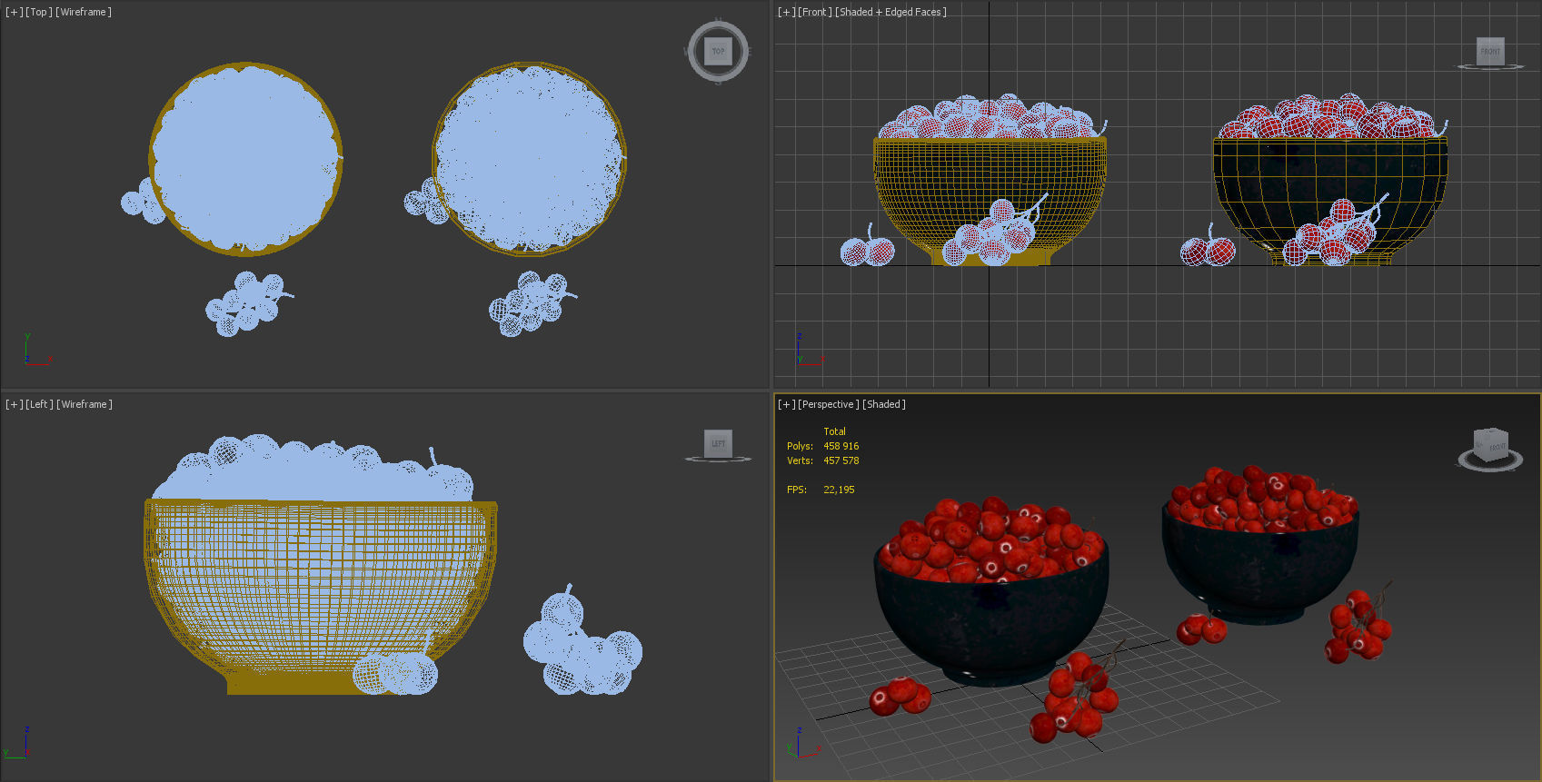 Cranberries in bowl 3D model_10