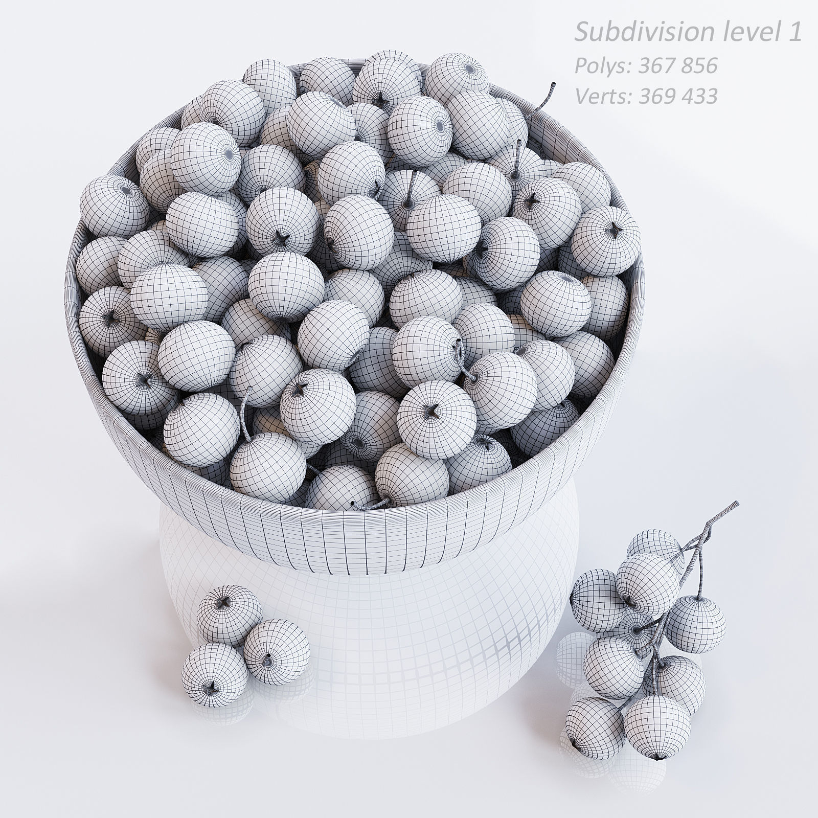 Cranberries in bowl 3D model_7