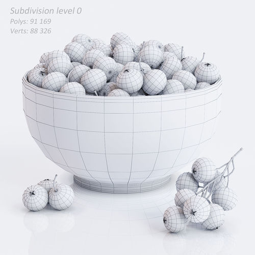 Cranberries in bowl 3D model 5