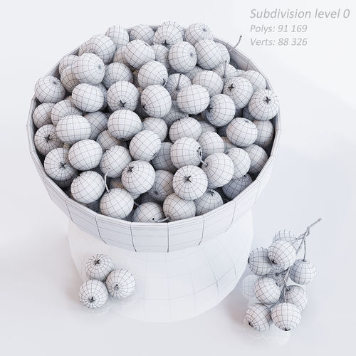 Cranberries in bowl 3D model 7