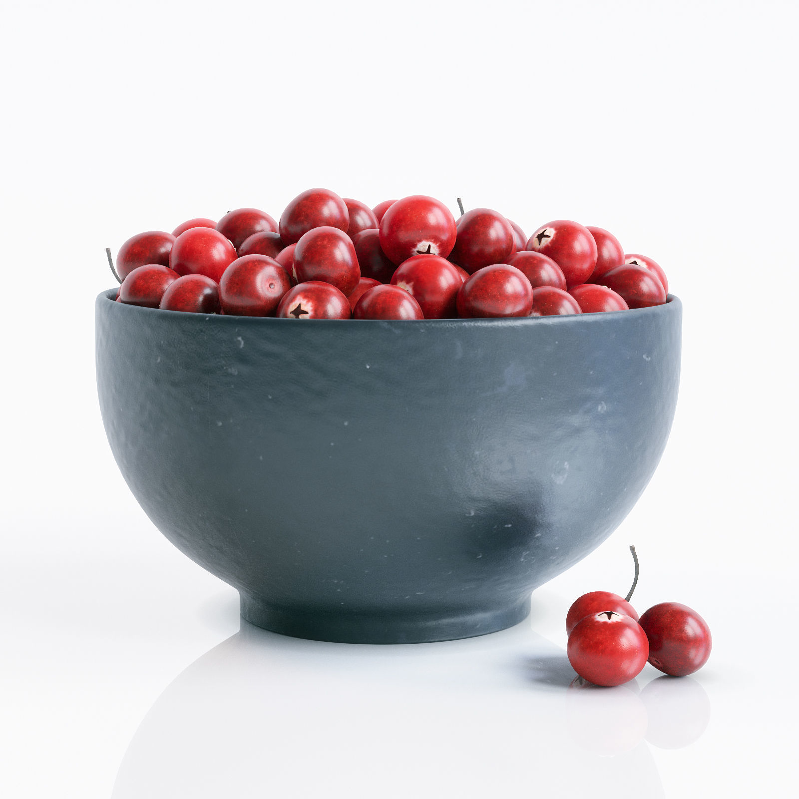 Cranberries in bowl 3D model_2