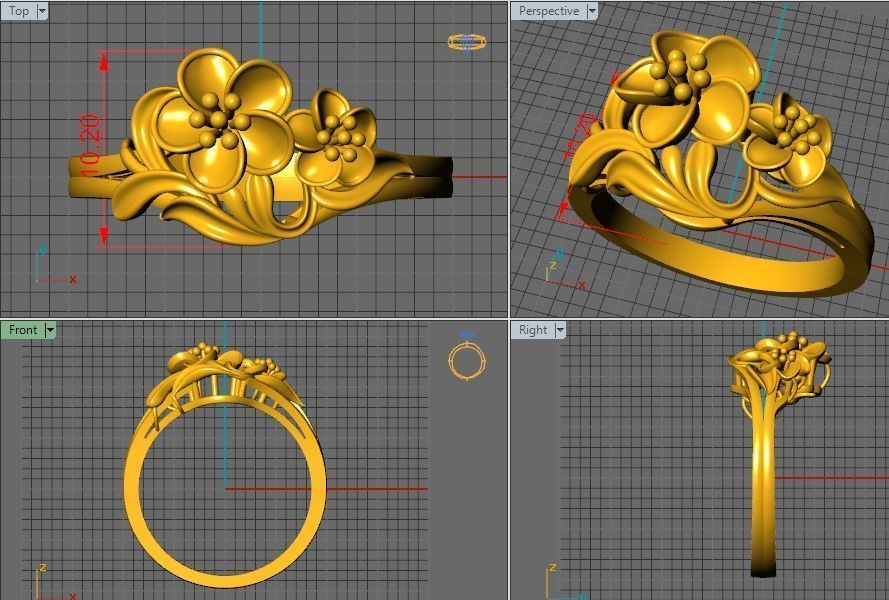 10 Flower Rings 3D Model Collection_13