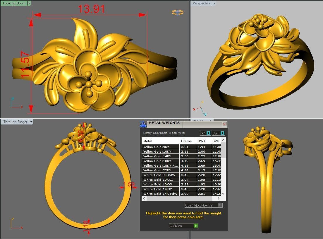 10 Flower Rings 3D Model Collection_15