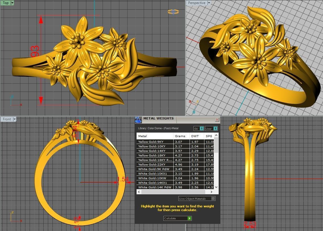 10 Flower Rings 3D Model Collection_14