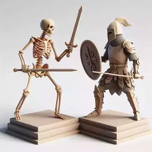 784 Battle of the Skeletons figure vs Warrior Battle Statue