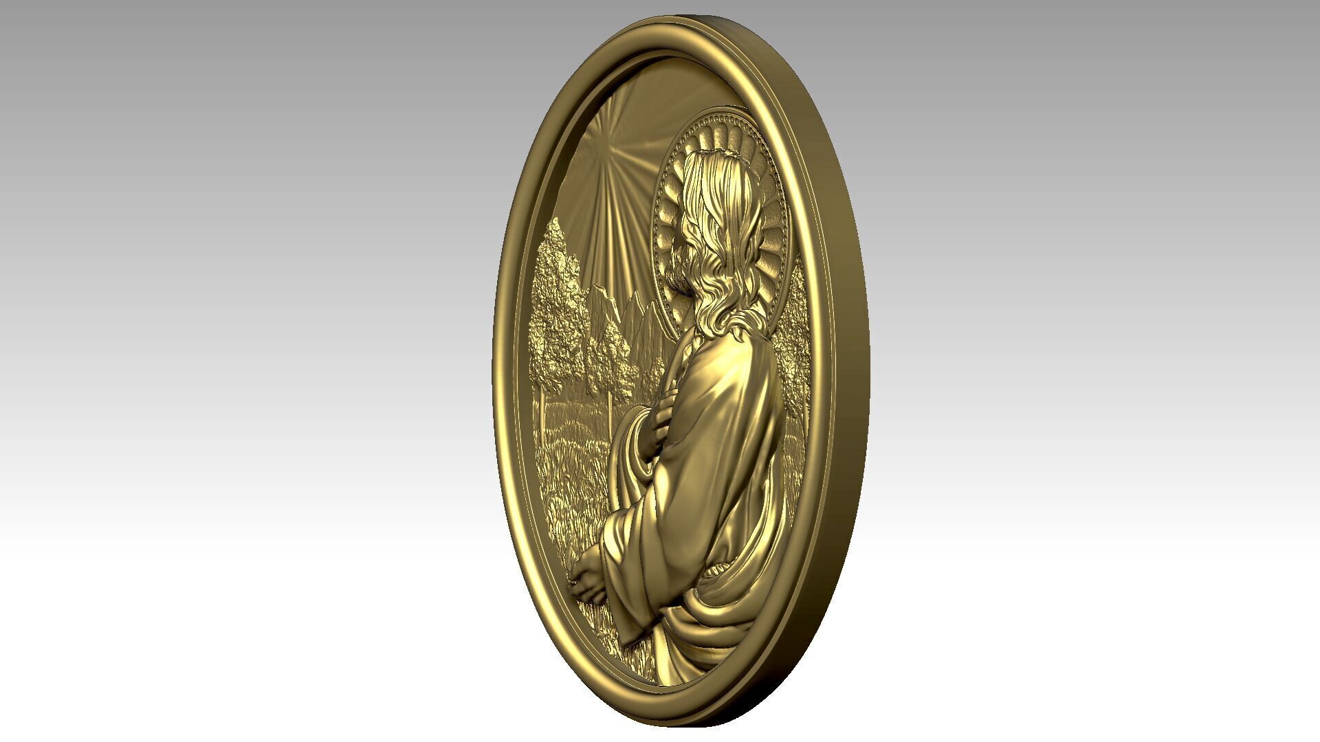 Jesus prays reliefs  3D print model_1