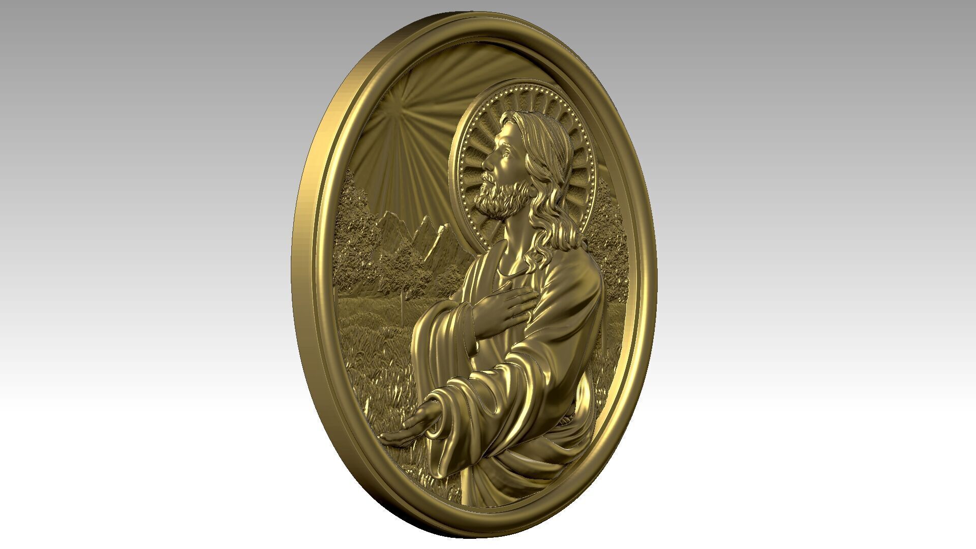 Jesus prays reliefs  3D print model_3