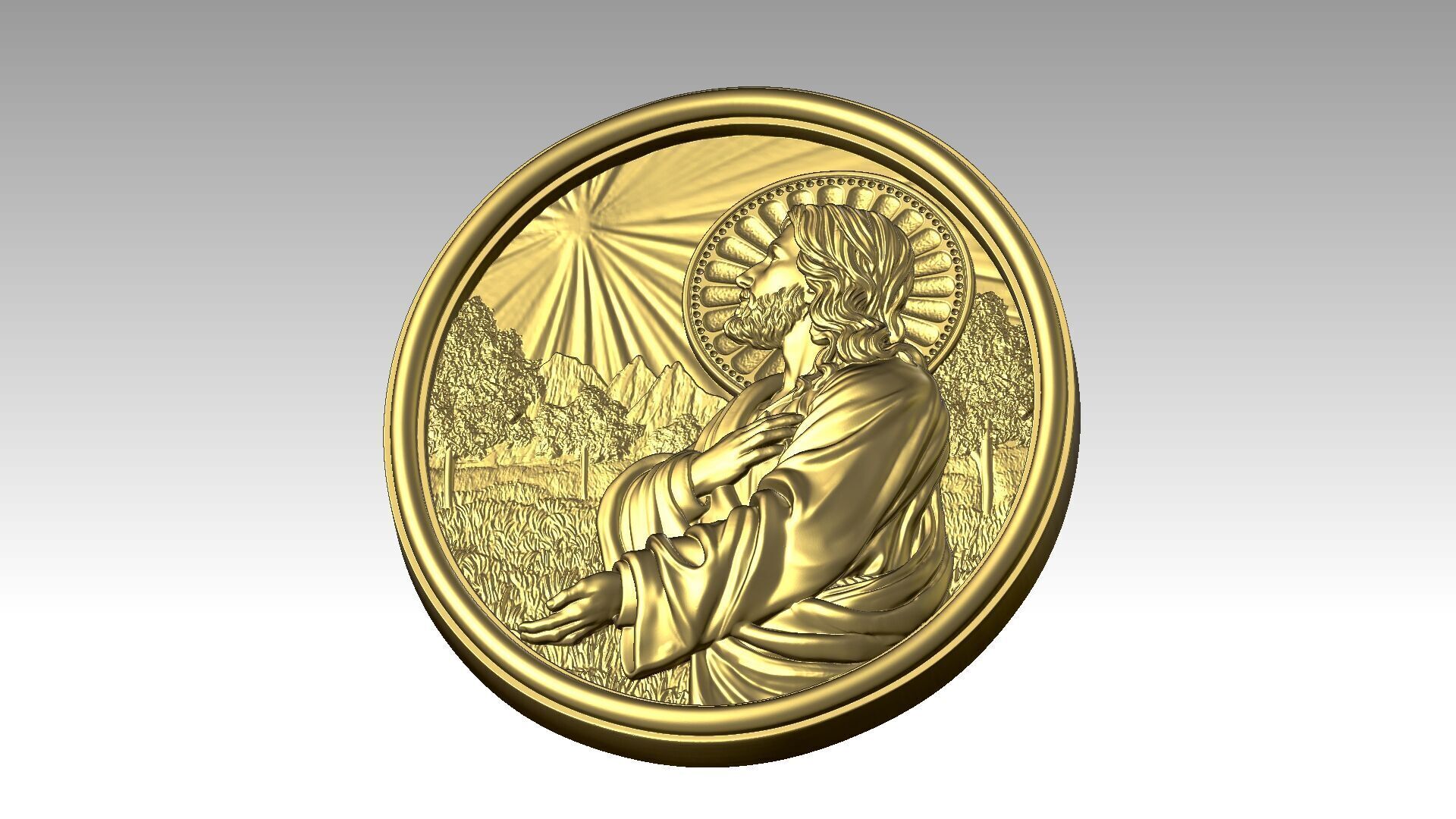 Jesus prays reliefs  3D print model_4