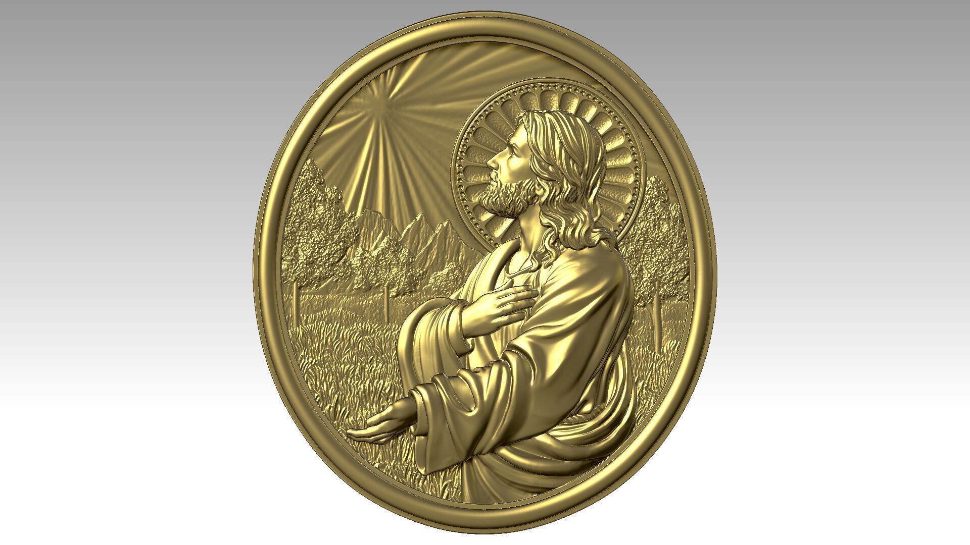 Jesus prays reliefs  3D print model_6