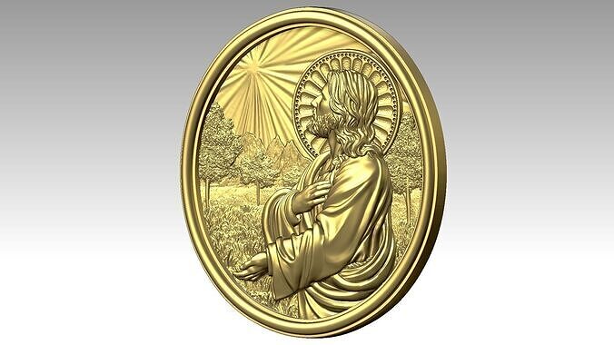 Jesus prays reliefs  3D print model