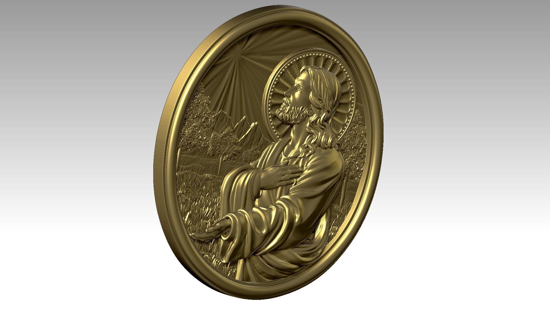 Jesus prays reliefs  3D print model_7