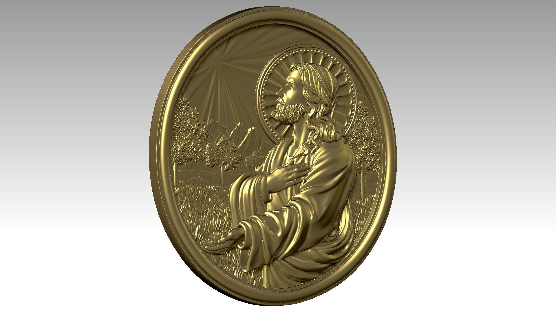 Jesus prays reliefs  3D print model_2