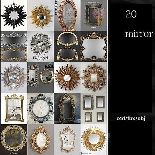20 Stylish Mirror 3D Models Collection 3D model