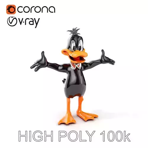 Animated Cartoon Duck Character with Idle Walking and Running Animations