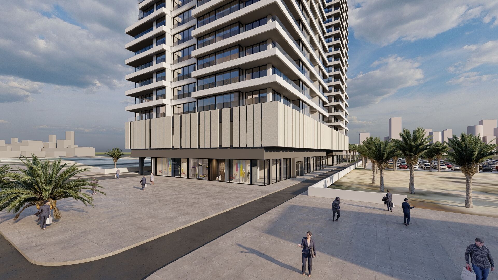 Modern Residential Towers with Mall 3D model_20