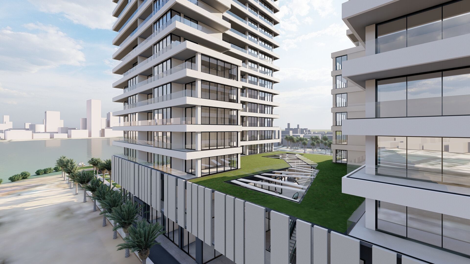 Modern Residential Towers with Mall 3D model_3