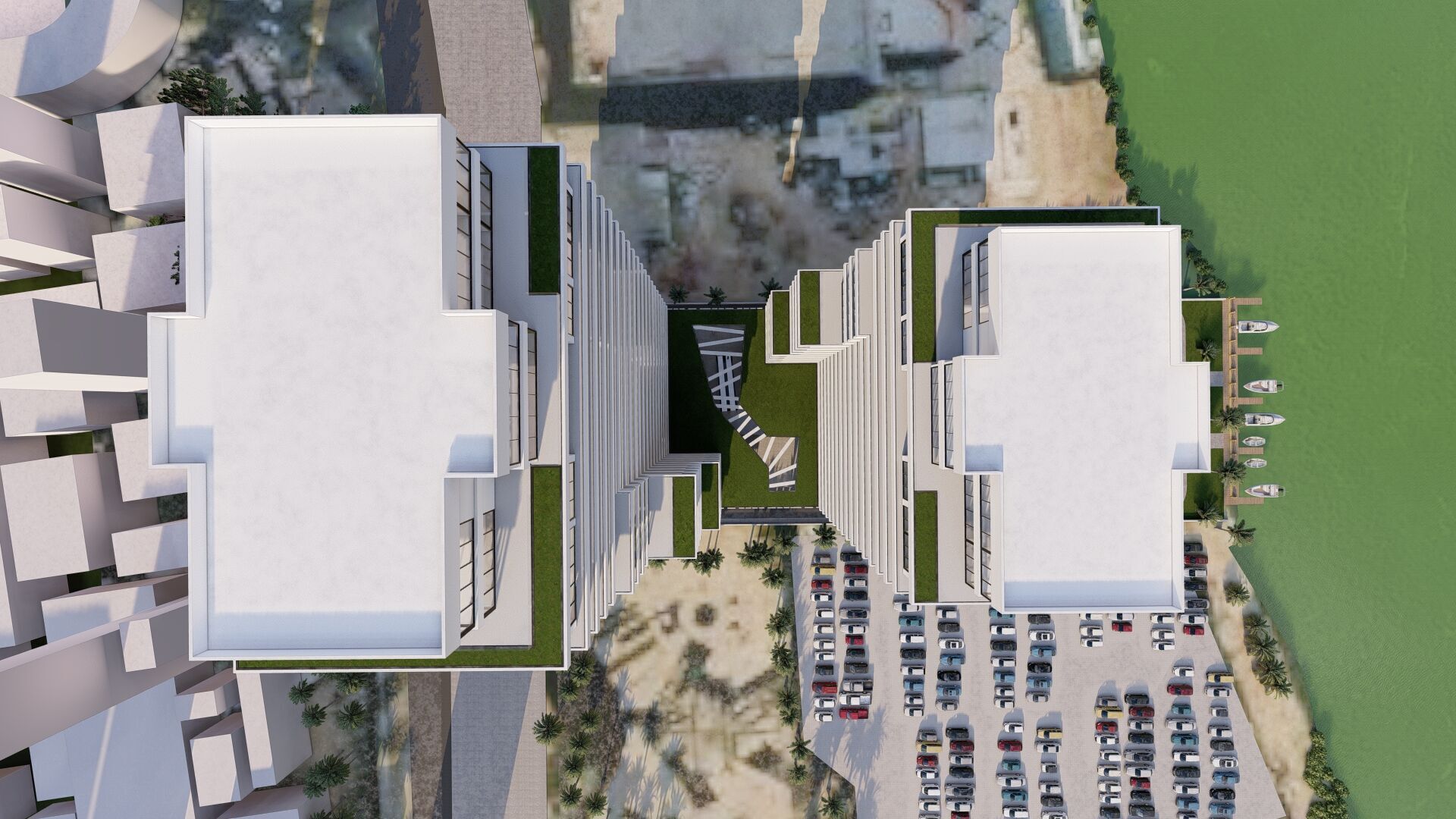 Modern Residential Towers with Mall 3D model_6