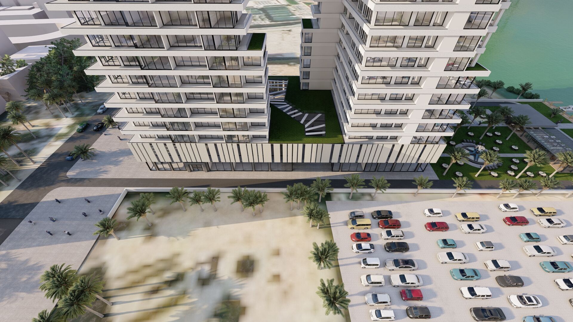 Modern Residential Towers with Mall 3D model_21