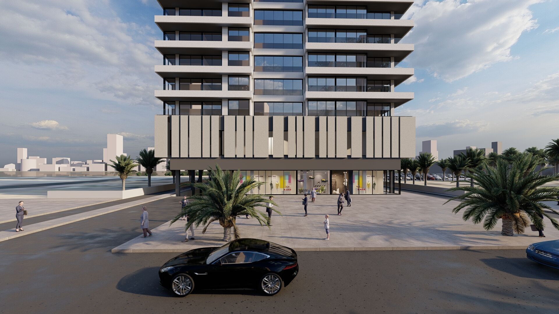 Modern Residential Towers with Mall 3D model_7