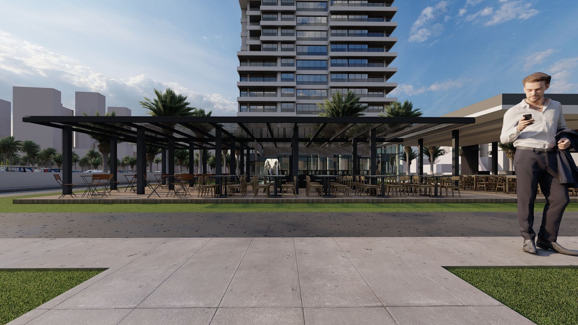 Modern Residential Towers with Mall 3D model_13