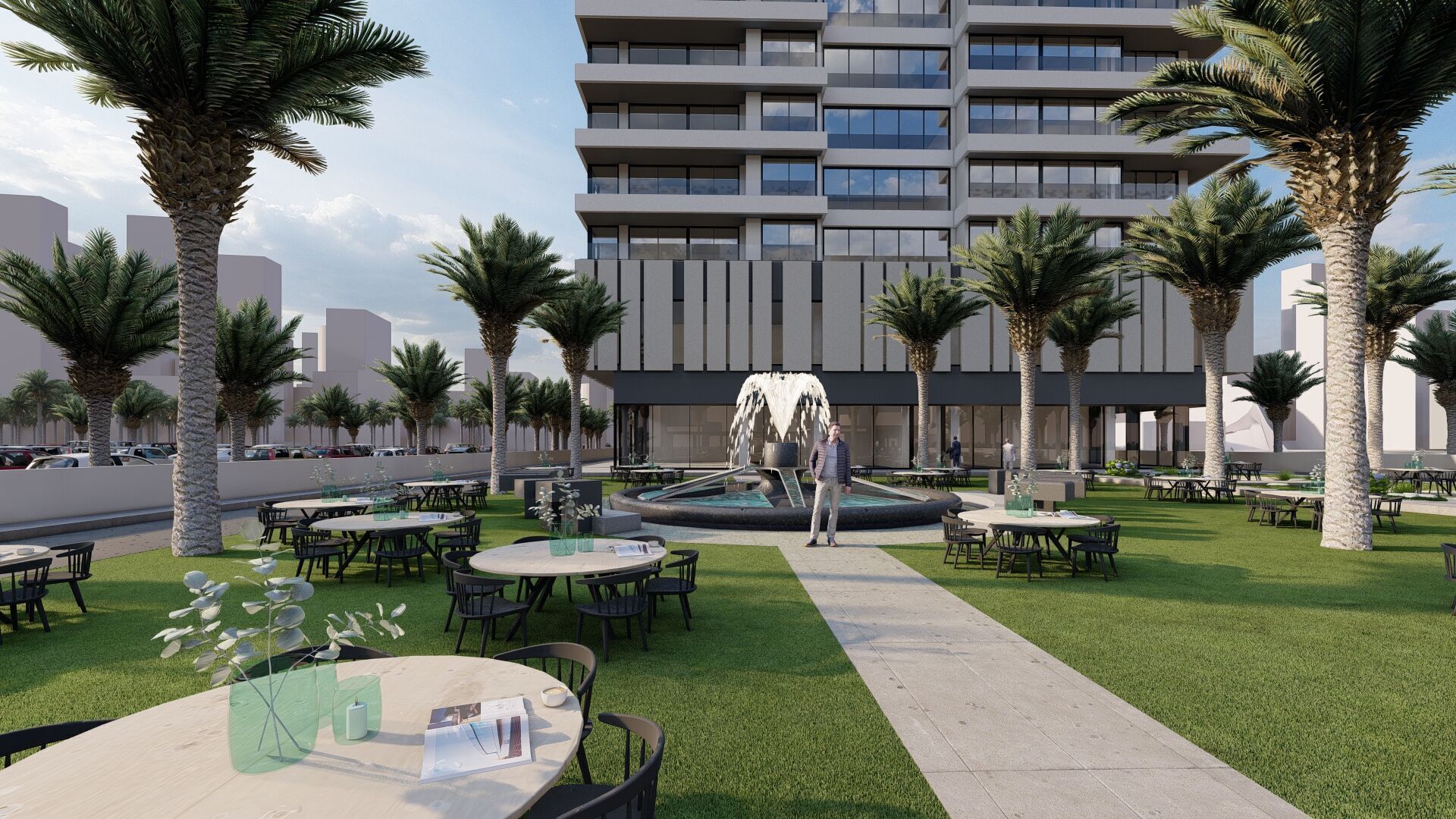 Modern Residential Towers with Mall 3D model_10