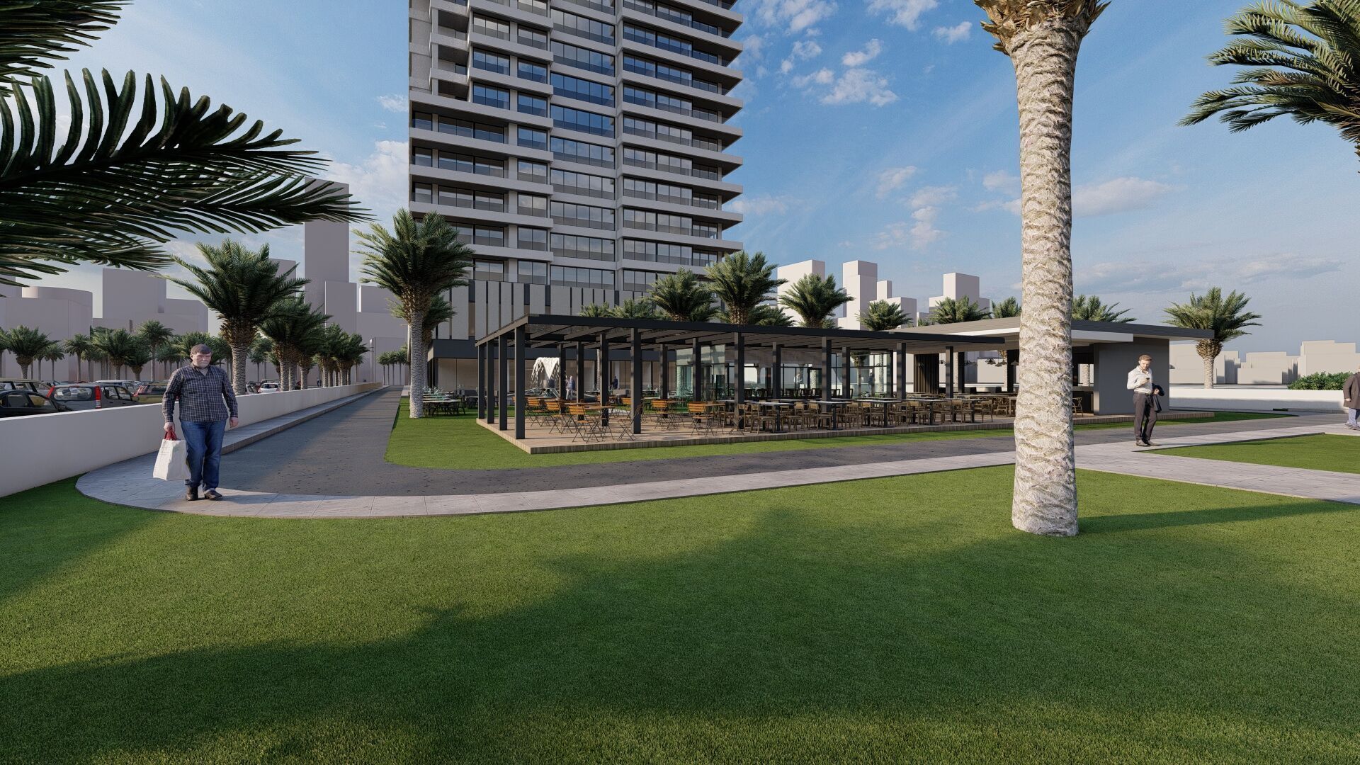 Modern Residential Towers with Mall 3D model_9