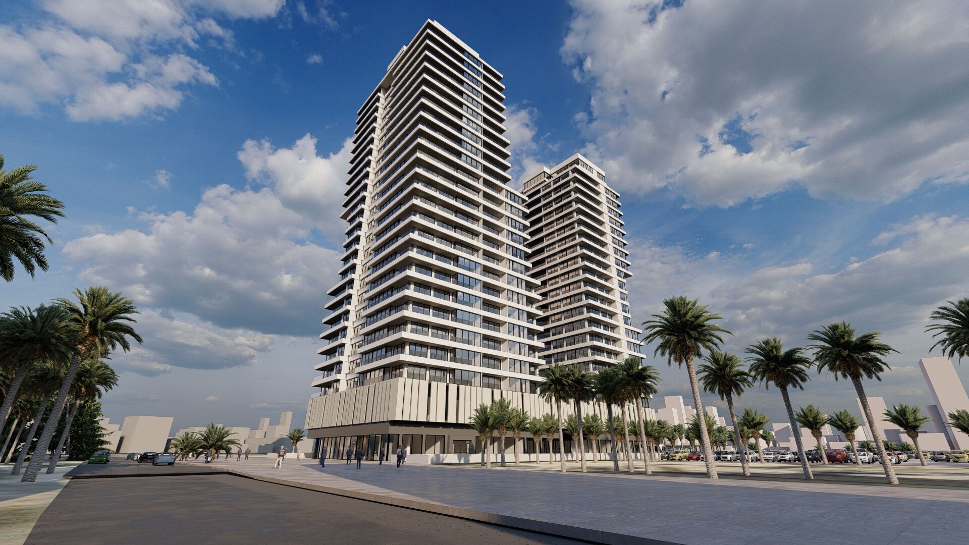 Modern Residential Towers with Mall 3D model_2