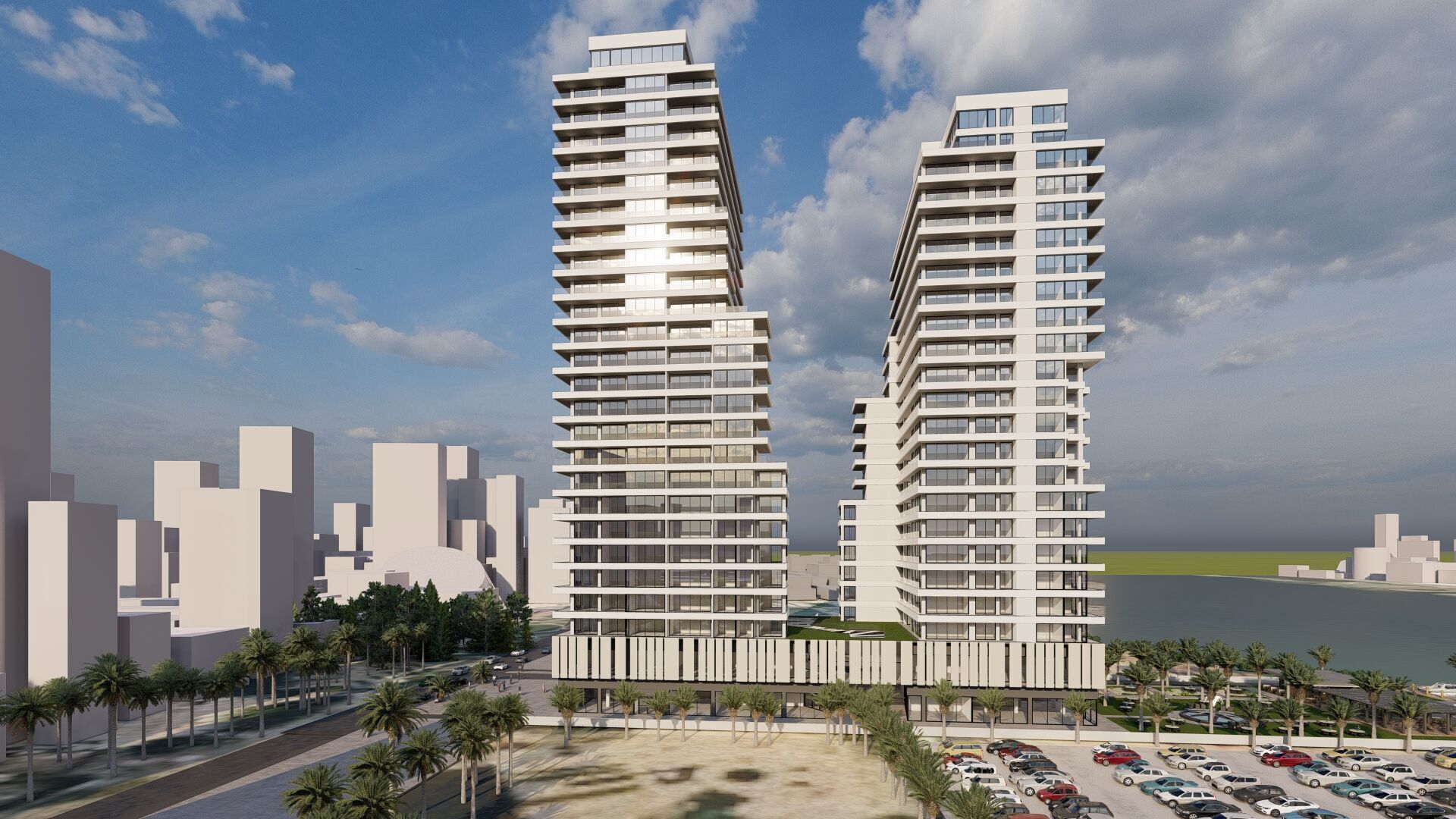 Modern Residential Towers with Mall 3D model_25