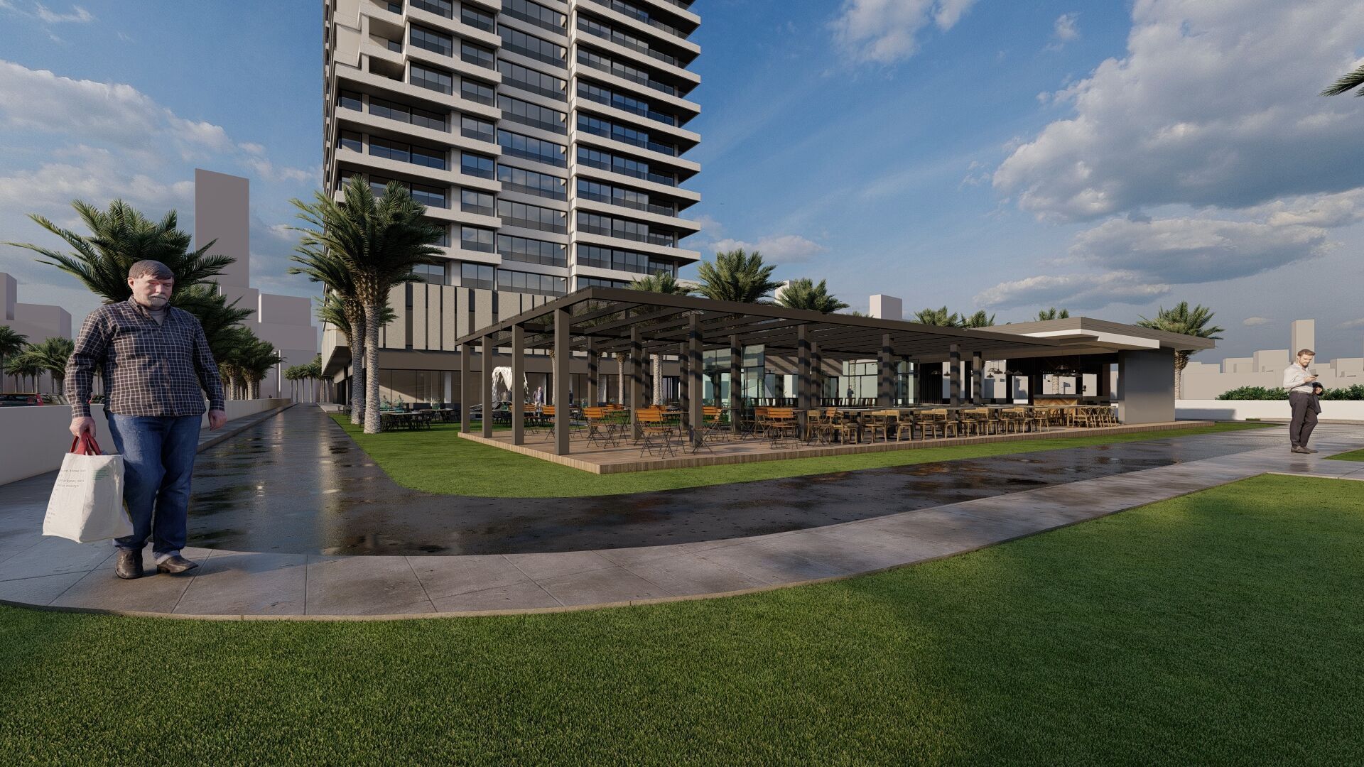 Modern Residential Towers with Mall 3D model_19