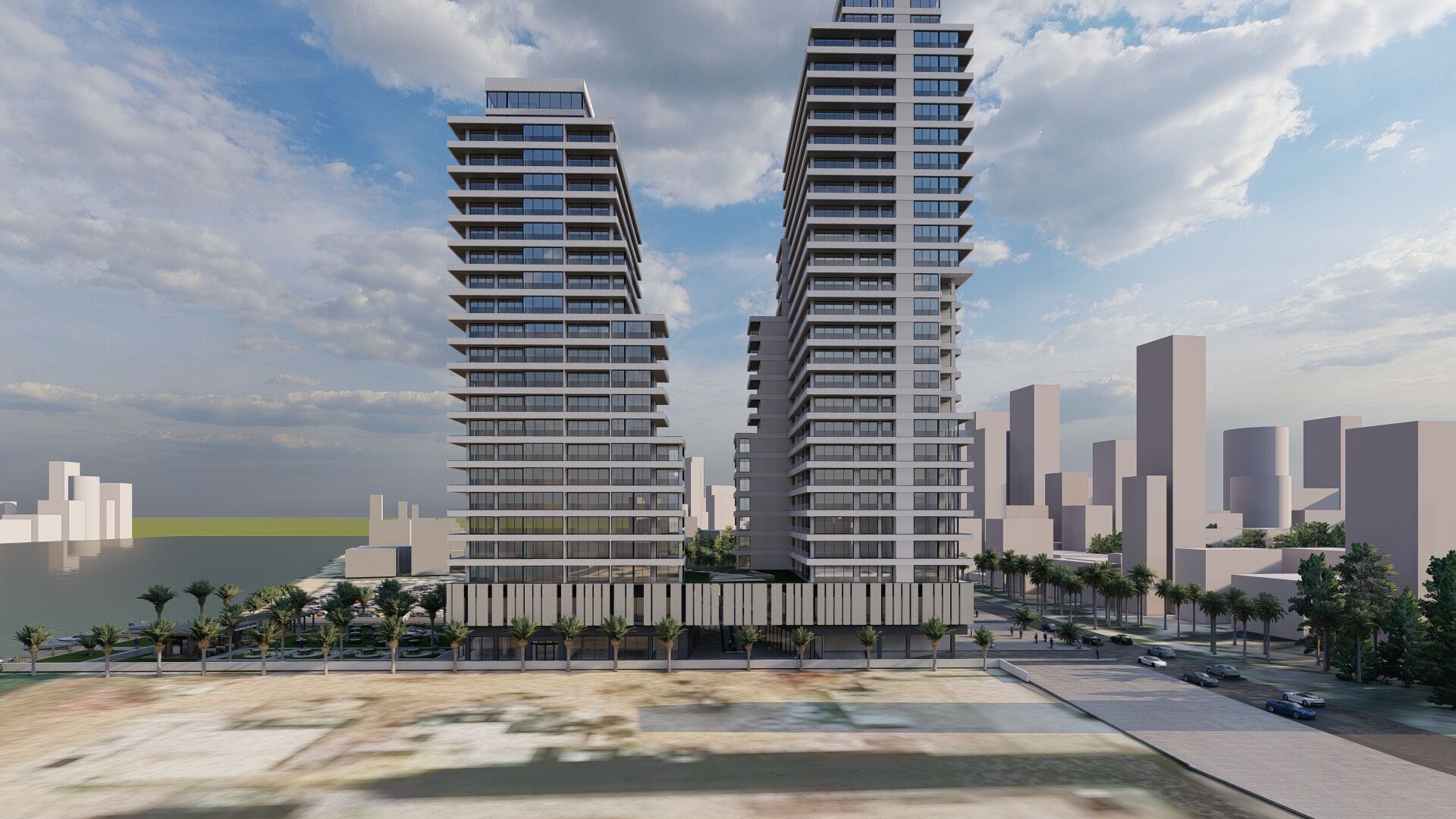 Modern Residential Towers with Mall 3D model_26