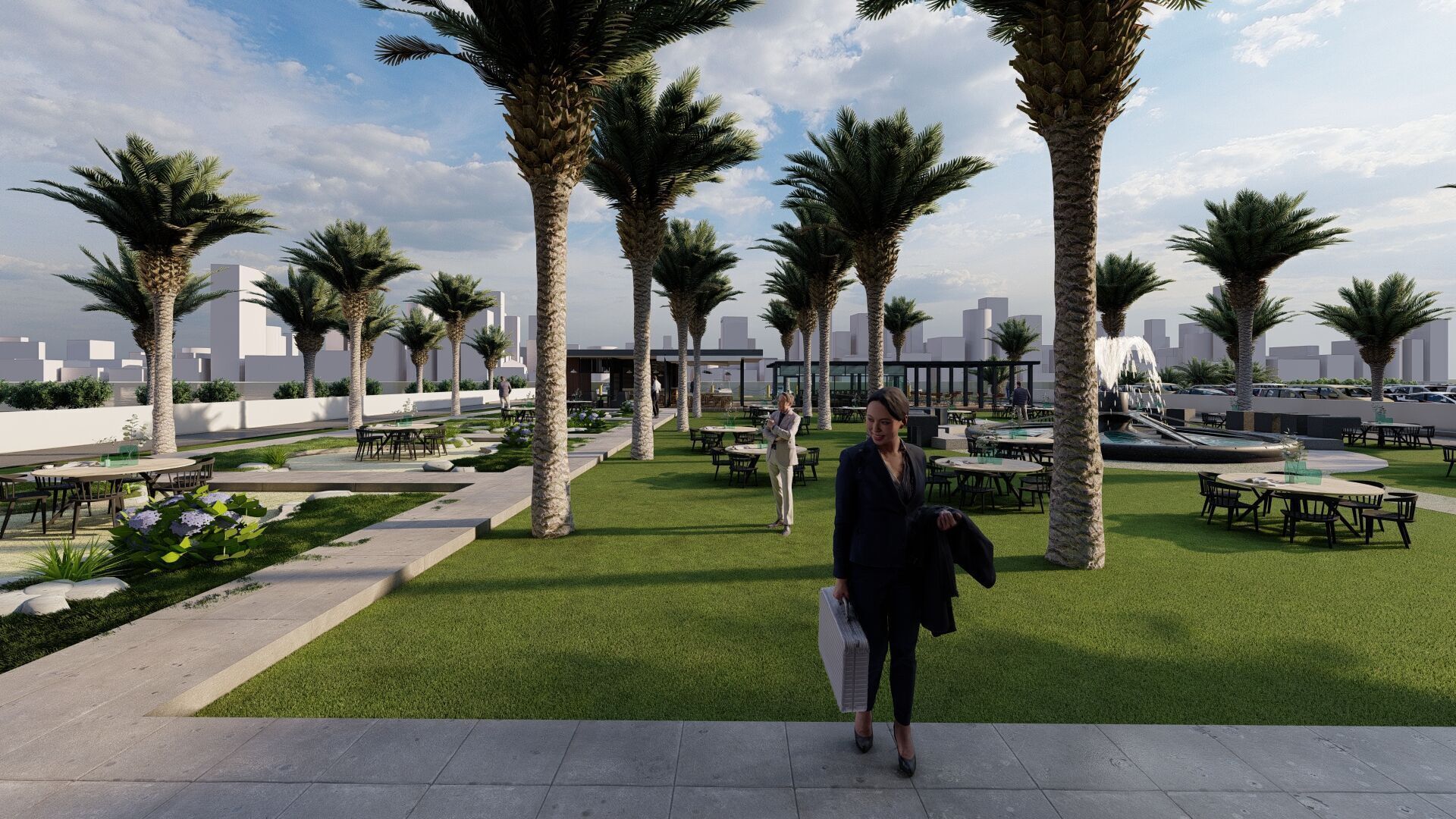 Modern Residential Towers with Mall 3D model_8