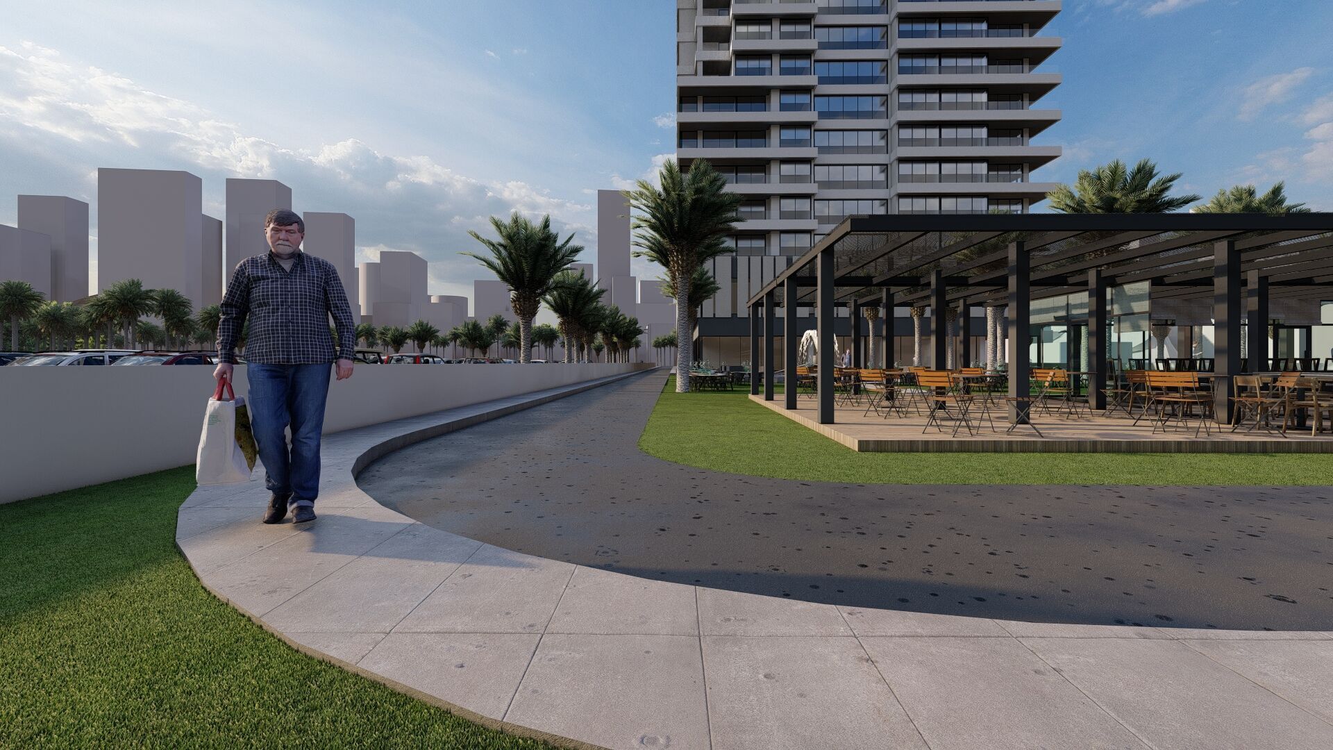 Modern Residential Towers with Mall 3D model_12