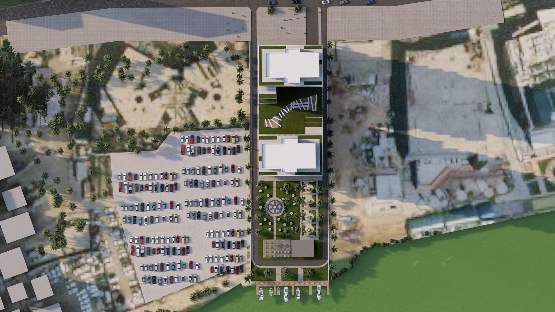 Modern Residential Towers with Mall 3D model_1