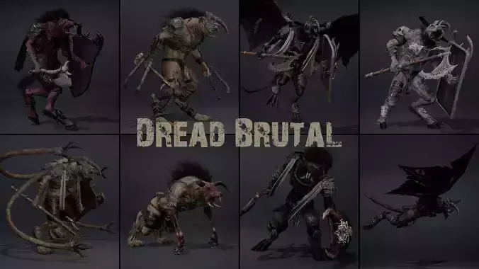 Dread Brutal Warrior Low-poly 3D model