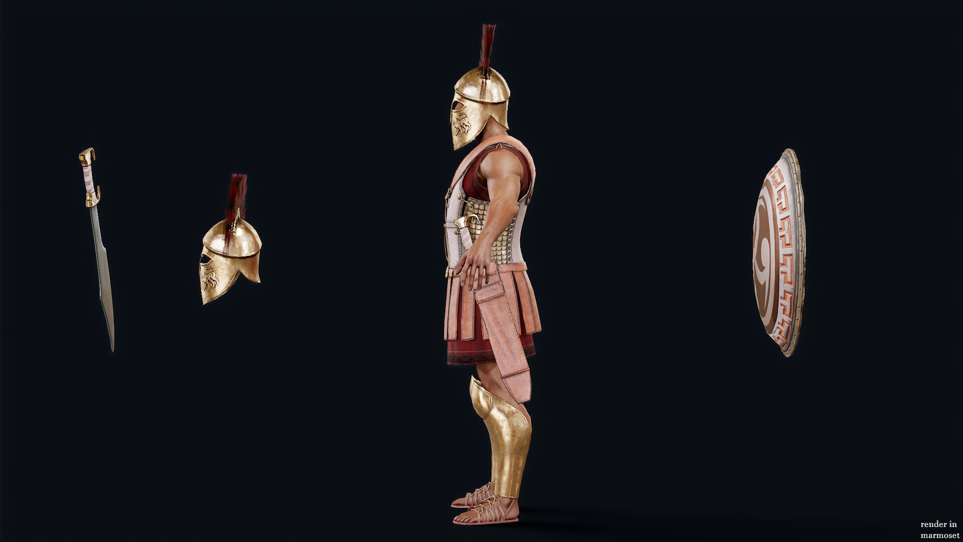 SPARTAN COMANDER  Low-poly 3D model_9