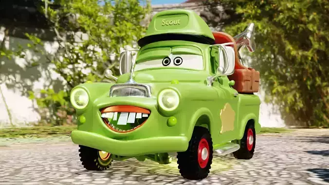 3D  Cartoon Scout Truck Character 
