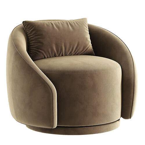 Upholstered Swivel Barrel Chair 3D model