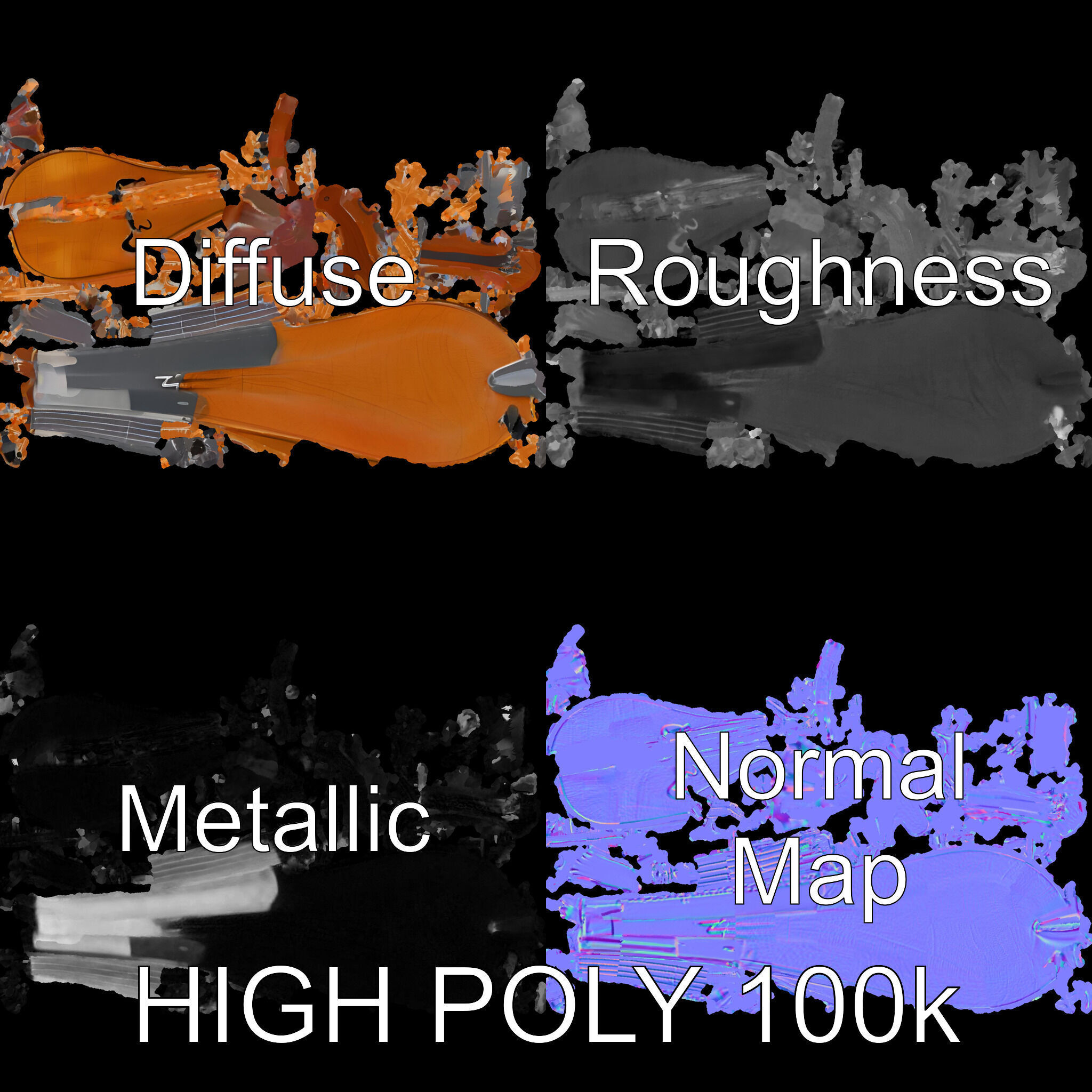 Traditional String Instrument Model Pack Low-poly 3D model_4