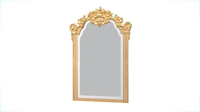 Baroque Ornate Wall Mirror Gold Frame Low-poly 3D model