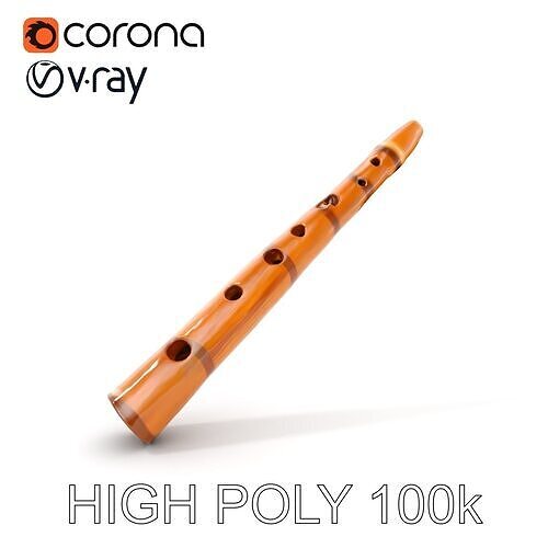 Traditional Bamboo Flute Model Pack Low-poly 3D model