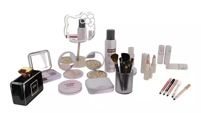 Set of cosmetics for make up 3D model
