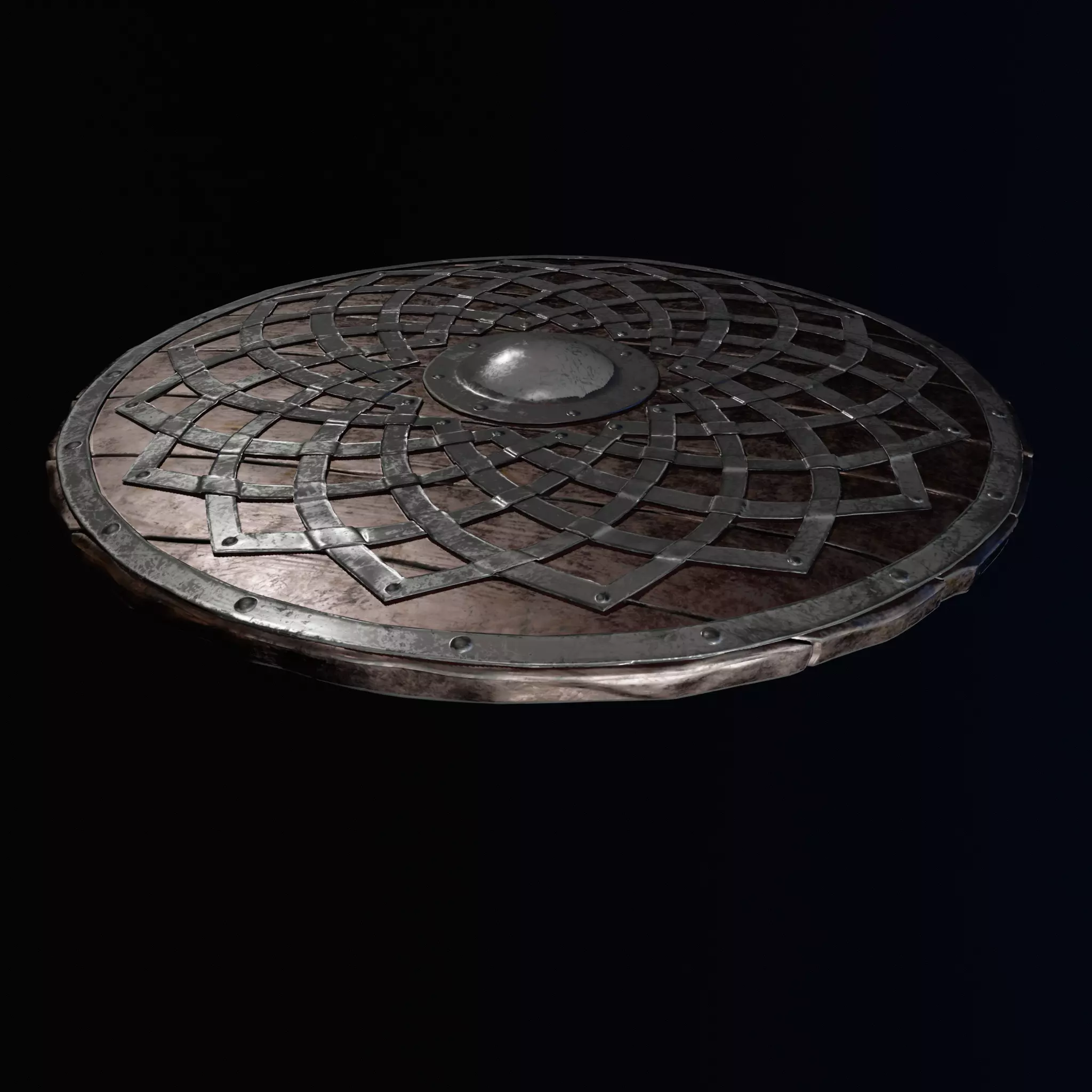 Game Asset Medieval Round Shield Low-poly 3D model_5