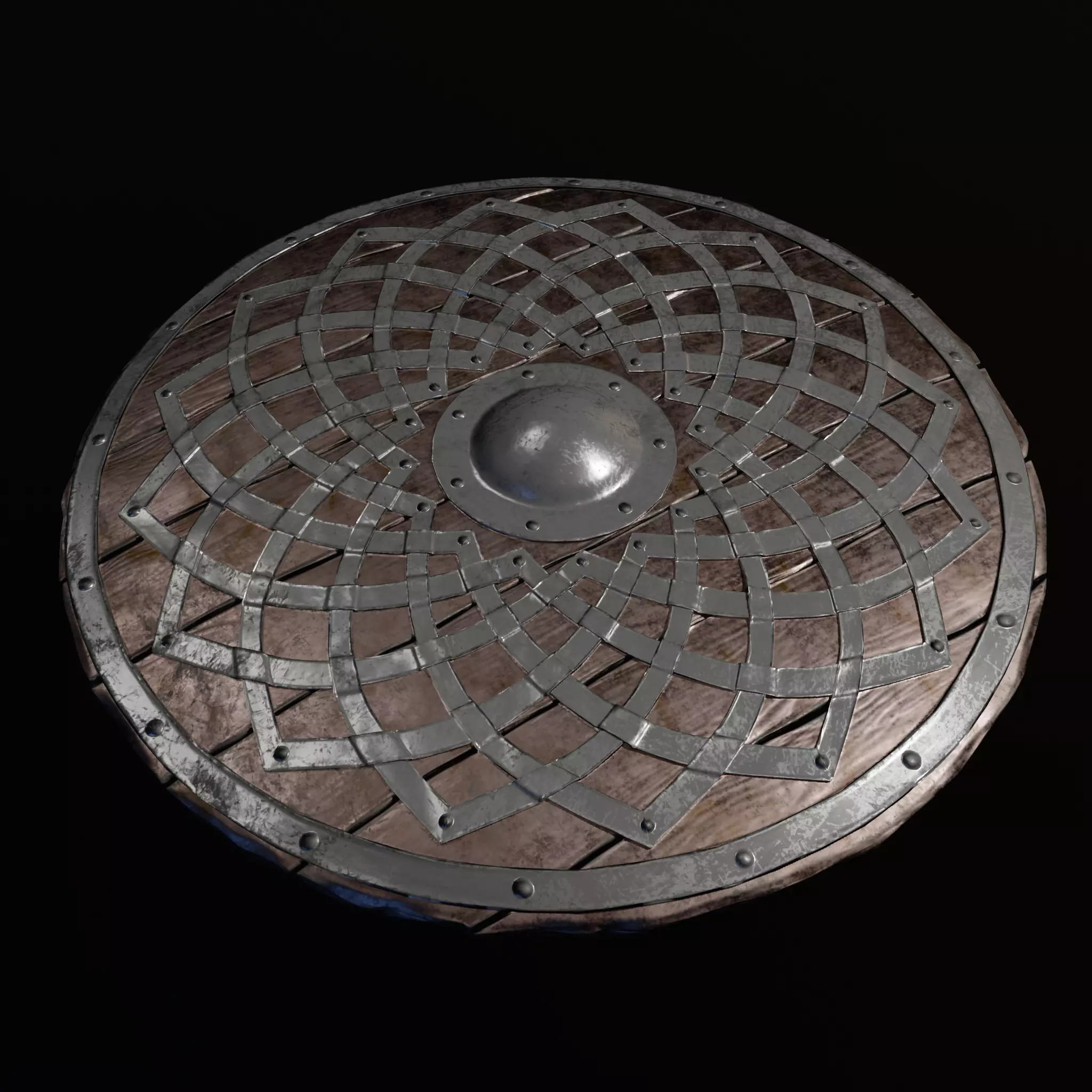 Game Asset Medieval Round Shield Low-poly 3D model_2